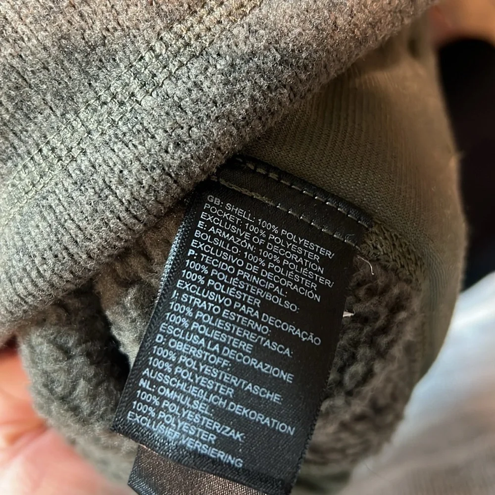 North Face‎ - men’s, unisex army green fleece vest, small